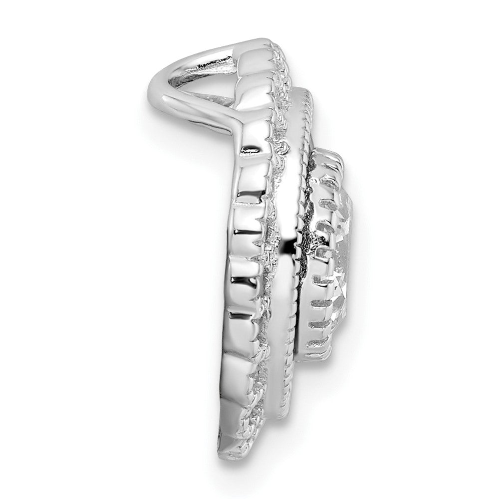 Sterling Silver Rhodium-plated Polished Blue & White CZ Round Chain Slide - Product Photo