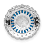 Sterling Silver Rhodium-plated Polished Blue & White CZ Round Chain Slide - Product Photo