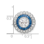 Sterling Silver Rhodium-plated Polished Blue & White CZ Round Chain Slide - Product Photo
