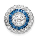 Sterling Silver Rhodium-plated Polished Blue & White CZ Round Chain Slide - Product Photo