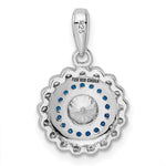 Sterling Silver Rhodium-plated Polished Blue & White CZ Pendant - Product Photo