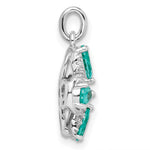 Sterling Silver Rhodium plated Teal & White CZ Pendant - Product Photo