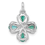 Sterling Silver Rhodium plated Teal & White CZ Pendant - Product Photo