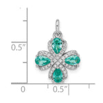 Sterling Silver Rhodium plated Teal & White CZ Pendant - Product Photo