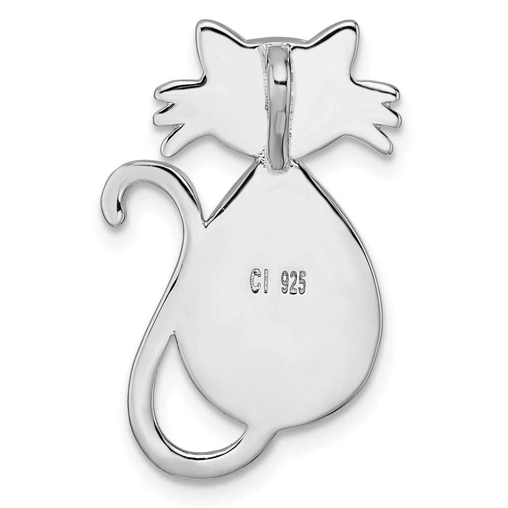 Sterling Silver Rhodium-plated Polished Larimar Cat Chain Slide - Product Photo