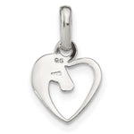 Sterling Silver Rhodium-plated Open Heart Horse Head Pendant - Product Photo