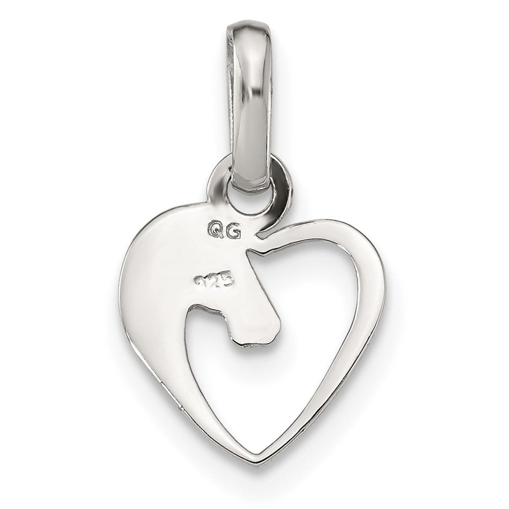 Sterling Silver Rhodium-plated Open Heart Horse Head Pendant - Product Photo