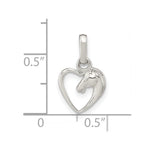 Sterling Silver Rhodium-plated Open Heart Horse Head Pendant - Product Photo