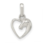 Sterling Silver Rhodium-plated Open Heart Horse Head Pendant - Product Photo