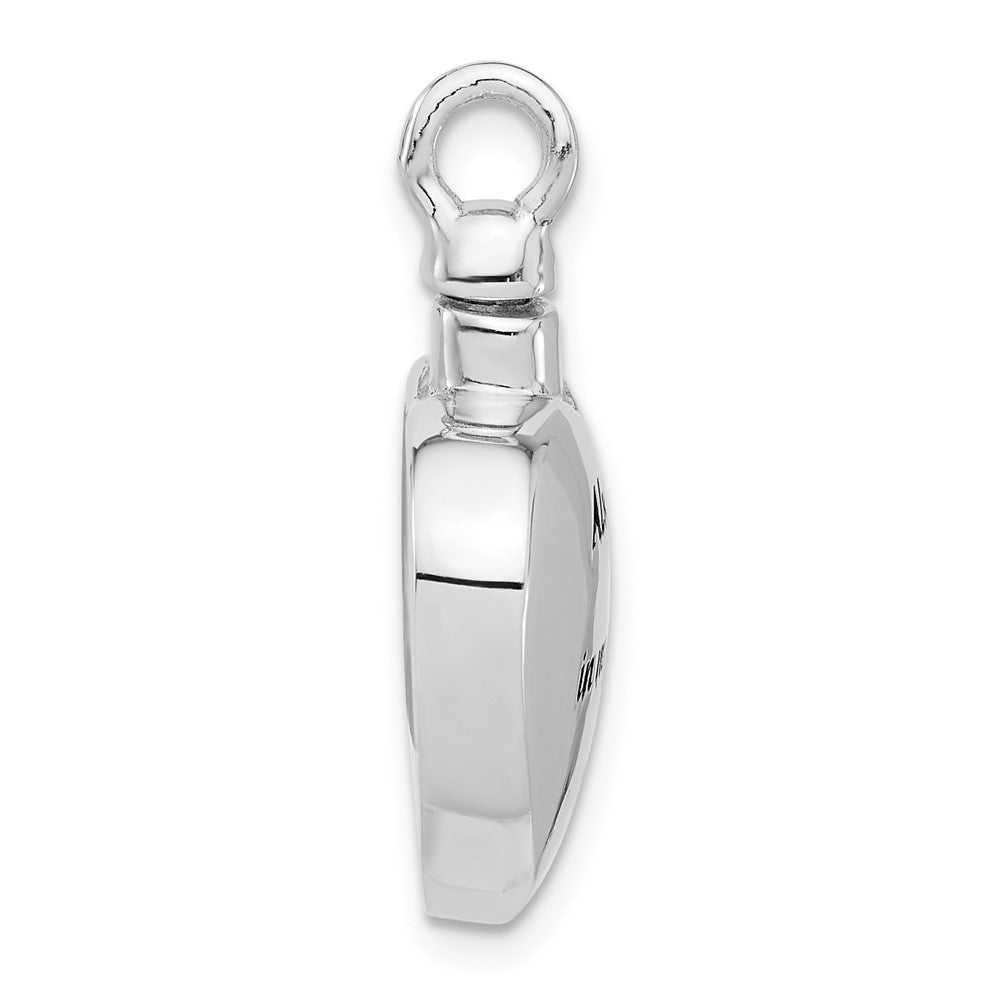 Sterling Silver Rh-plated Enamel Heart with Paw Print Ash Holder Pendant - Product Photo