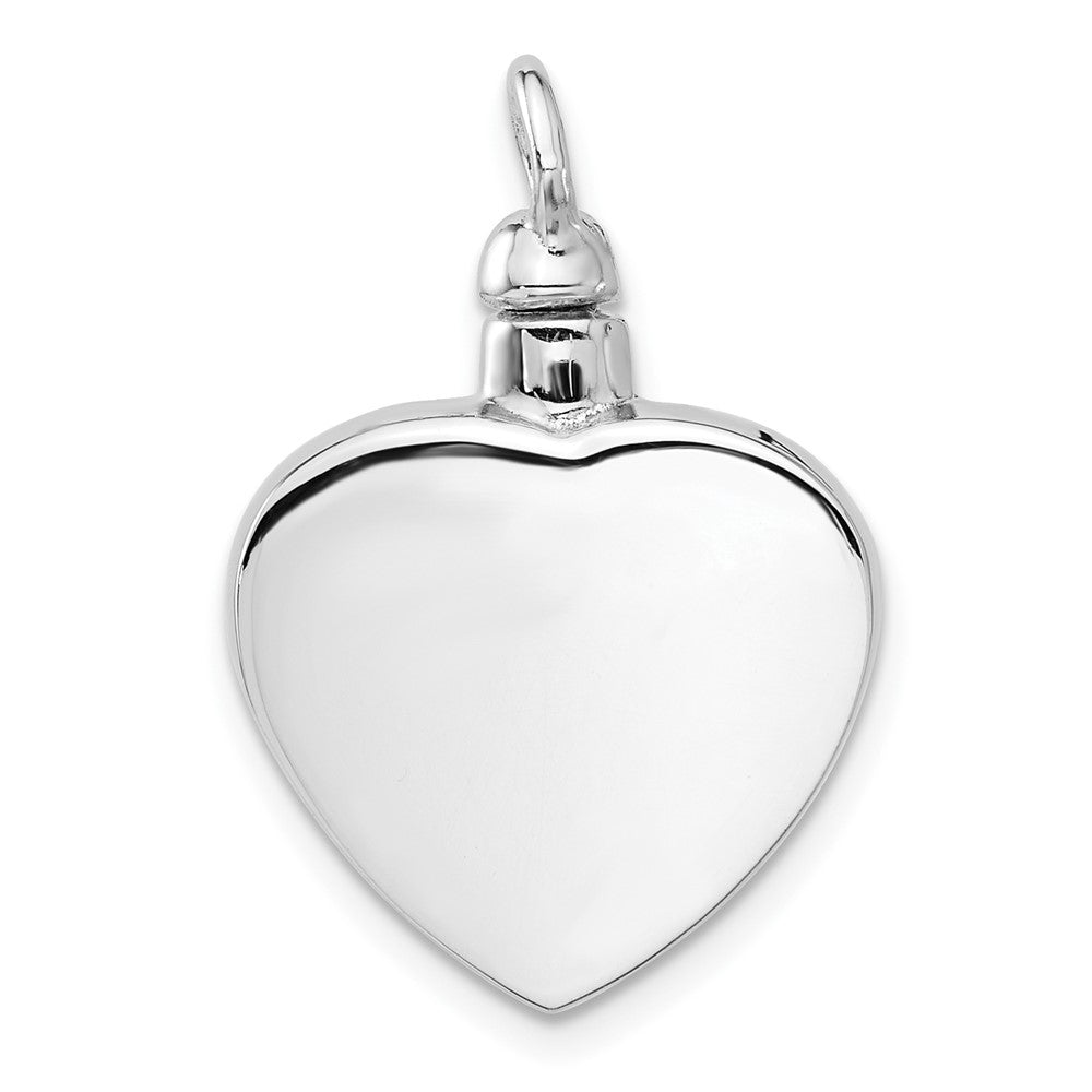 Sterling Silver Rh-plated Enamel Heart with Paw Print Ash Holder Pendant - Product Photo