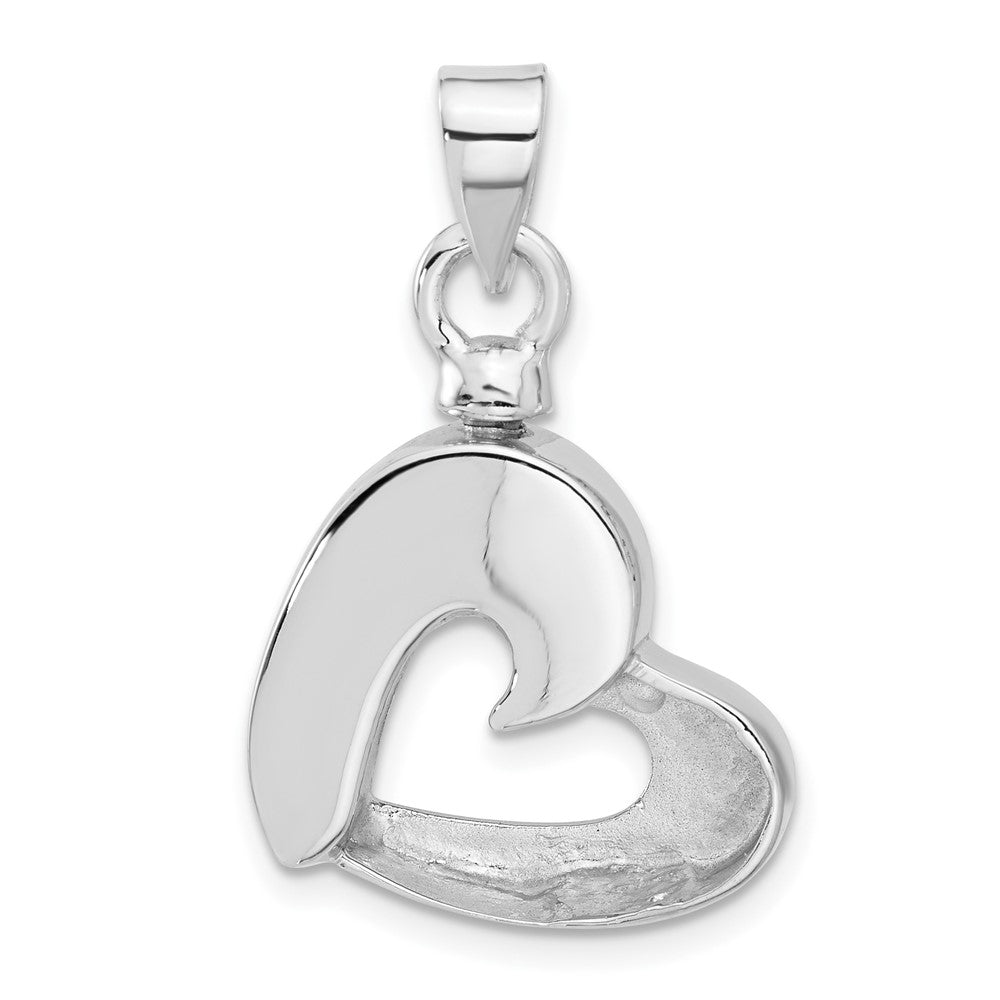 Sterling Silver Rhodium-plated Enamel Heart with Paw Prints Pendant - Product Photo