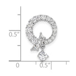 Sterling Silver Rhod-plated CZ Circle Chain Slide Pendant - Product Photo