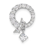 Sterling Silver Rhod-plated CZ Circle Chain Slide Pendant - Product Photo