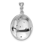Sterling Silver Rhodium-plated Polished Swirl Blue Enamel CZ Oval Pendant - Product Photo