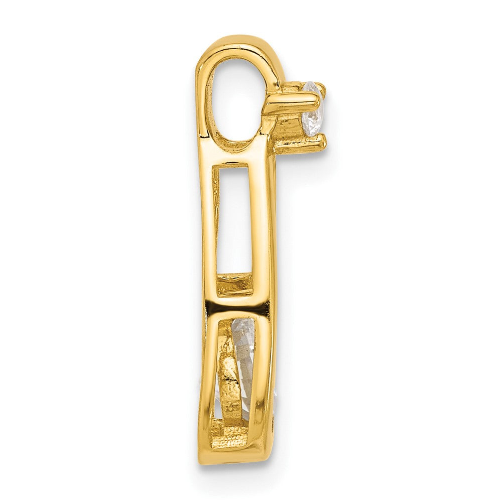 Sterling Silver Gold-tone with CZ Teardrop Shape Chain Slide - Product Photo