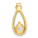 Sterling Silver Gold-tone with CZ Teardrop Shape Chain Slide - Product Photo
