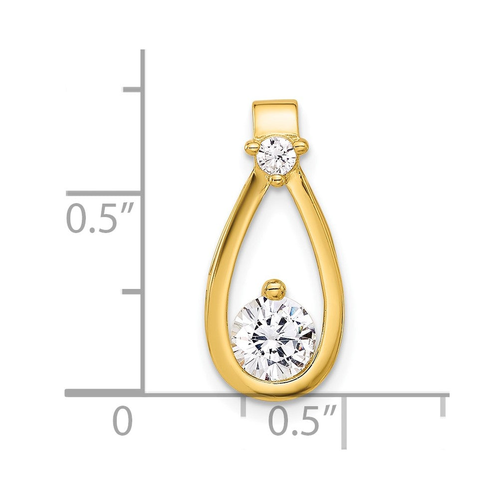 Sterling Silver Gold-tone with CZ Teardrop Shape Chain Slide - Product Photo