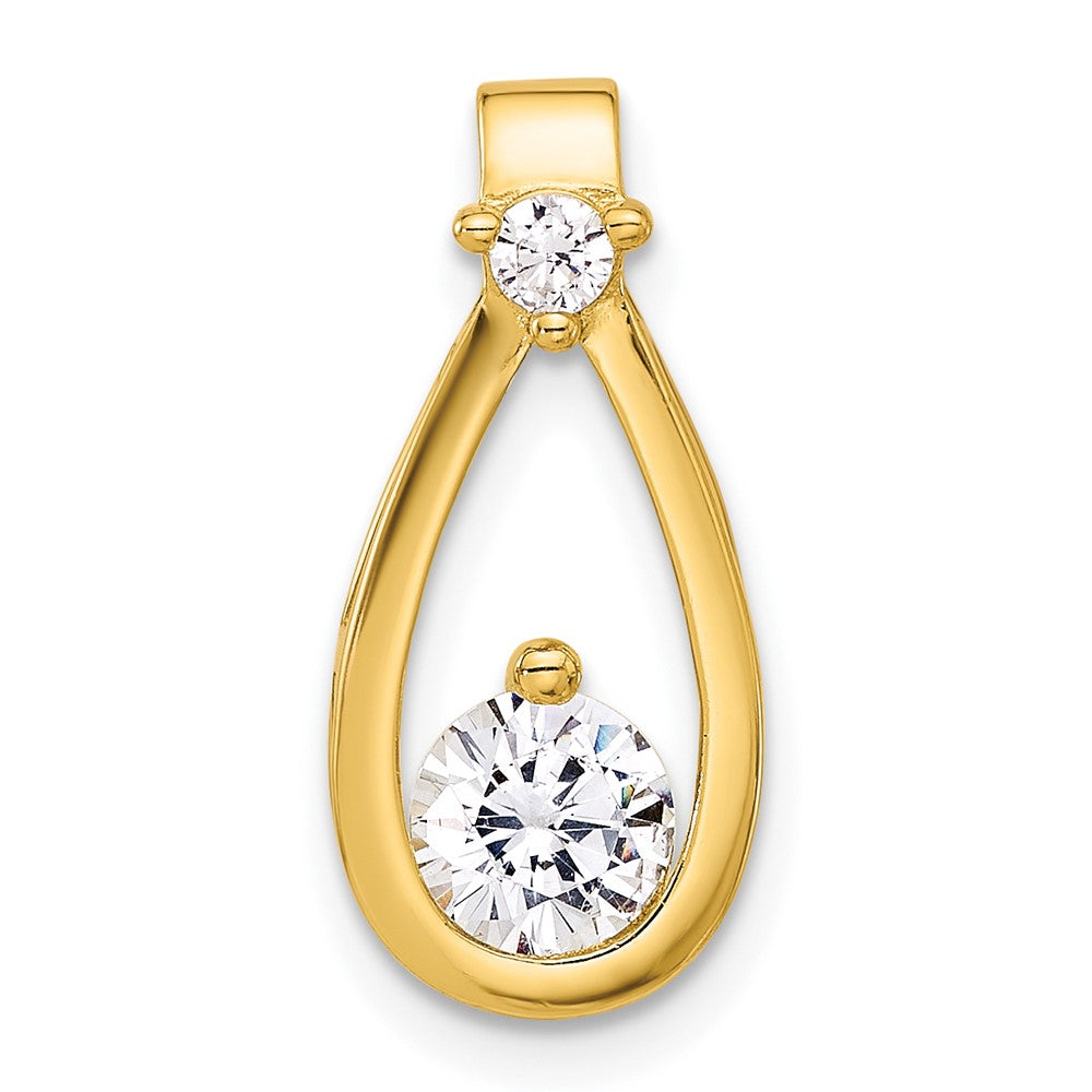 Sterling Silver Gold-tone with CZ Teardrop Shape Chain Slide - Product Photo