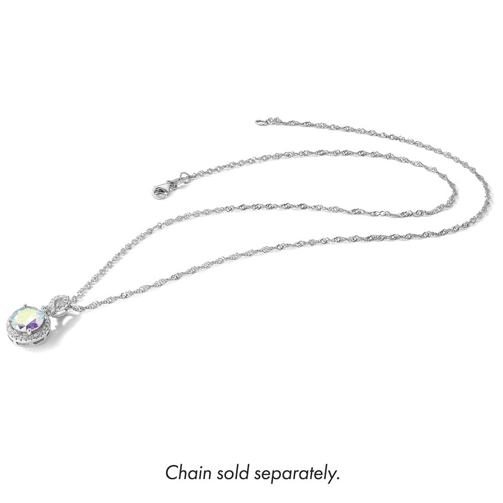 Sterling Silver Rhodium-plated Iridescent CZ Pendant - Product Photo