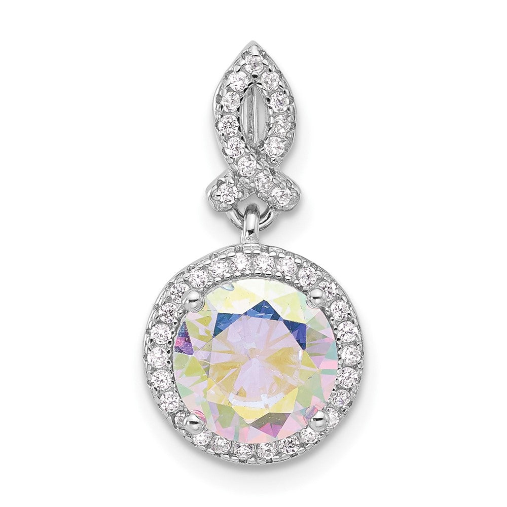 Sterling Silver Rhodium-plated Iridescent CZ Pendant - Product Photo