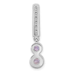 Sterling Silver Rhodium-plated Polished Purple CZ Chain Slide - Product Photo