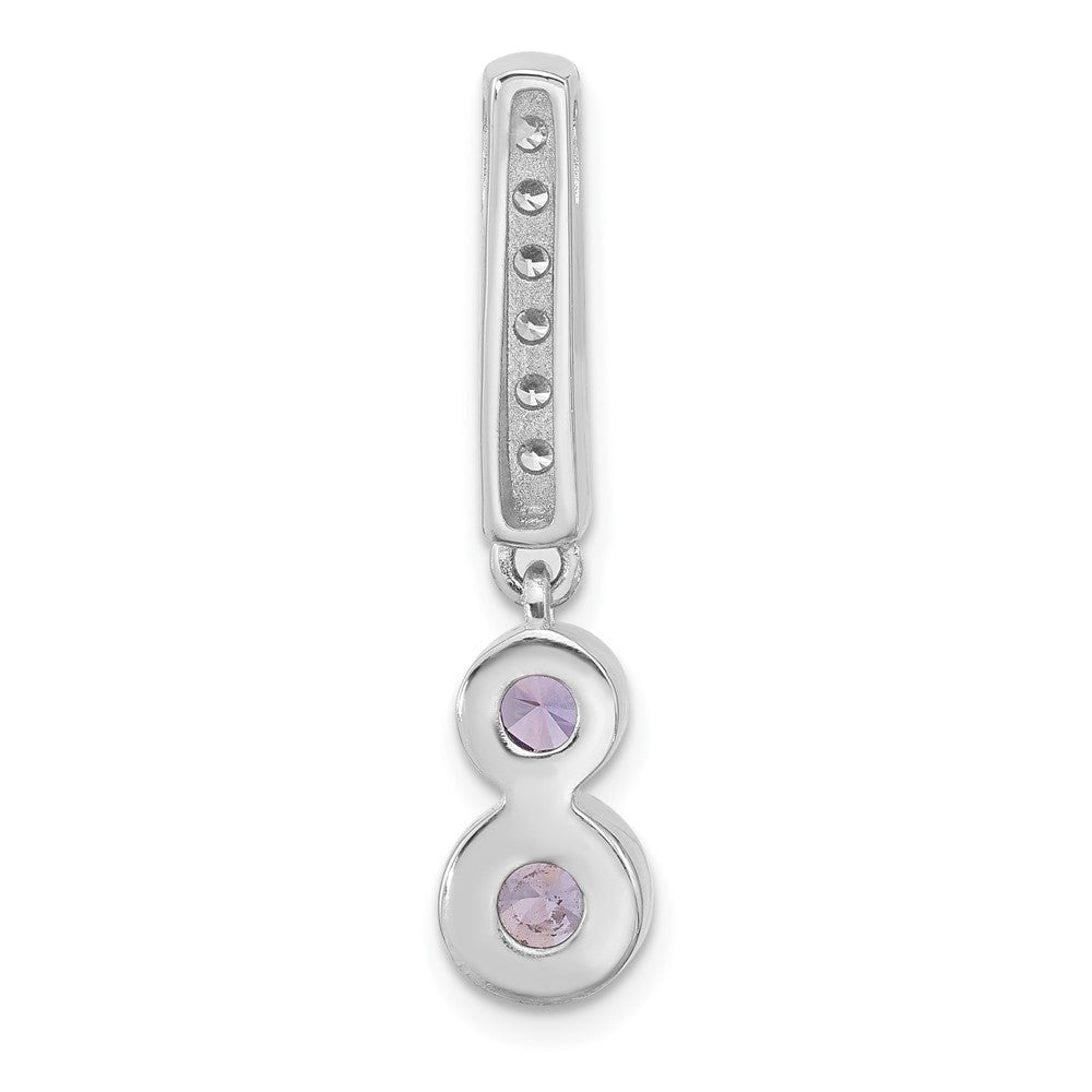 Sterling Silver Rhodium-plated Polished Purple CZ Chain Slide - Product Photo