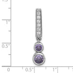 Sterling Silver Rhodium-plated Polished Purple CZ Chain Slide - Product Photo