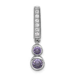 Sterling Silver Rhodium-plated Polished Purple CZ Chain Slide - Product Photo