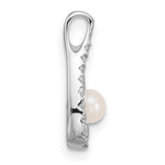 Sterling Silver Rh-plated FWC Pearl/CZ Wishbone Chain Slide Pendant - Product Photo