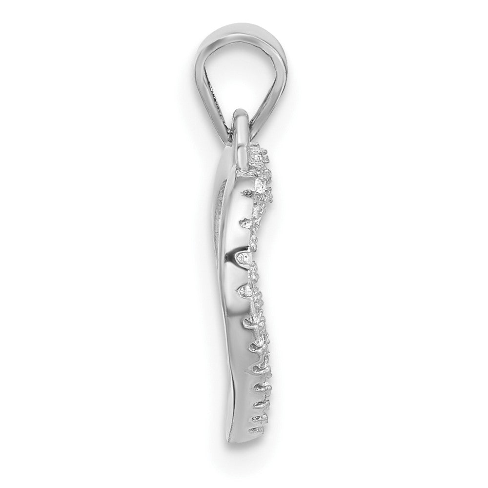 Sterling Silver Rhodium-plated CZ Heart Pendant - Product Photo