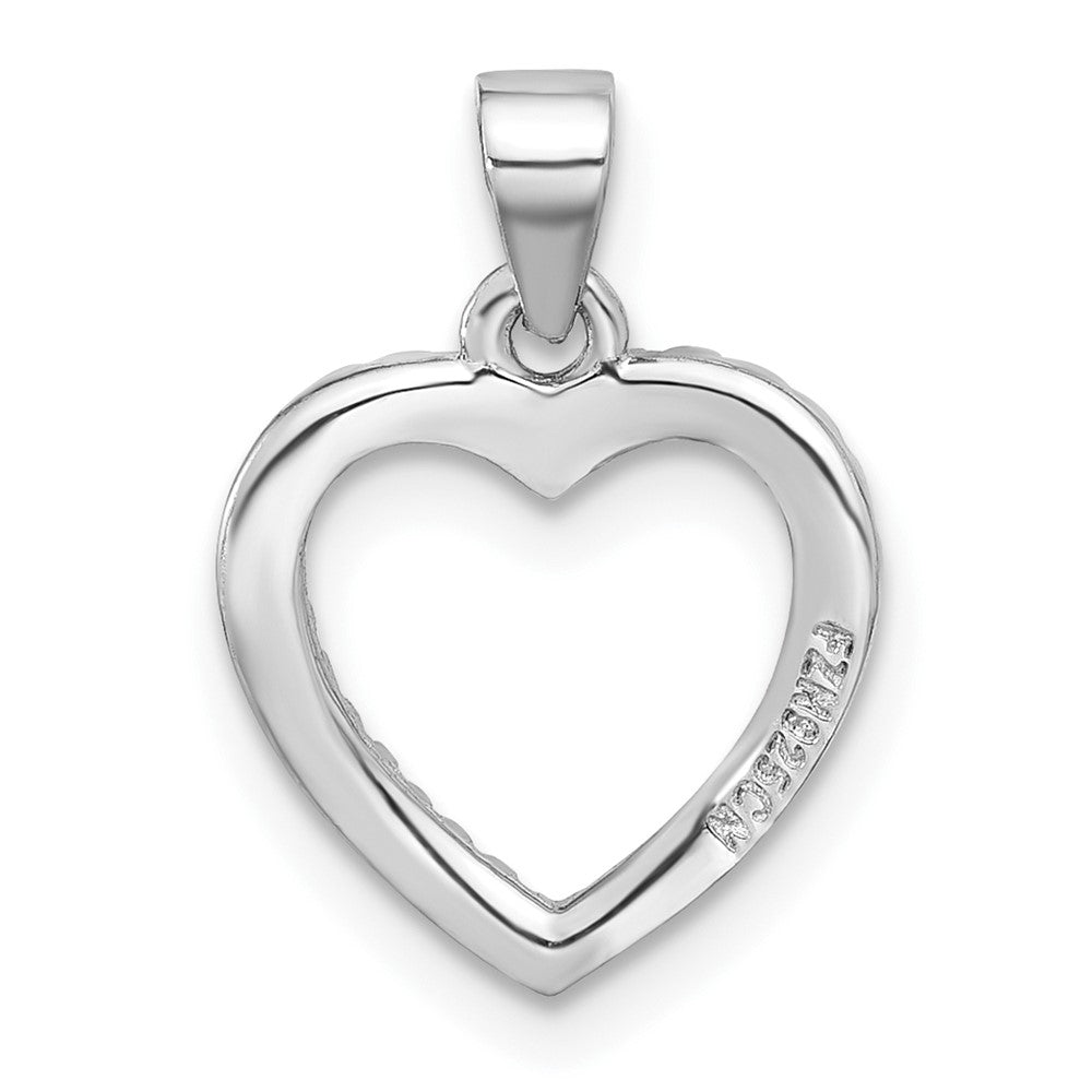 Sterling Silver Rhodium-plated CZ Heart Pendant - Product Photo