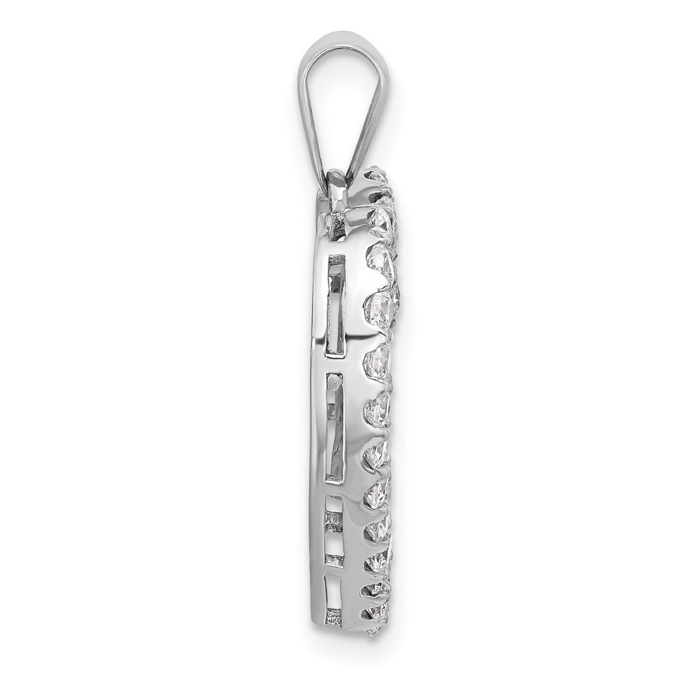 Sterling Silver Rhodium-plated CZ Double Heart Pendant - Product Photo
