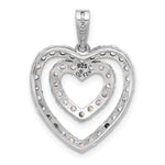 Sterling Silver Rhodium-plated CZ Double Heart Pendant - Product Photo