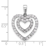 Sterling Silver Rhodium-plated CZ Double Heart Pendant - Product Photo