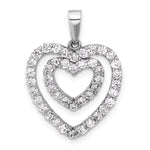 Sterling Silver Rhodium-plated CZ Double Heart Pendant - Product Photo