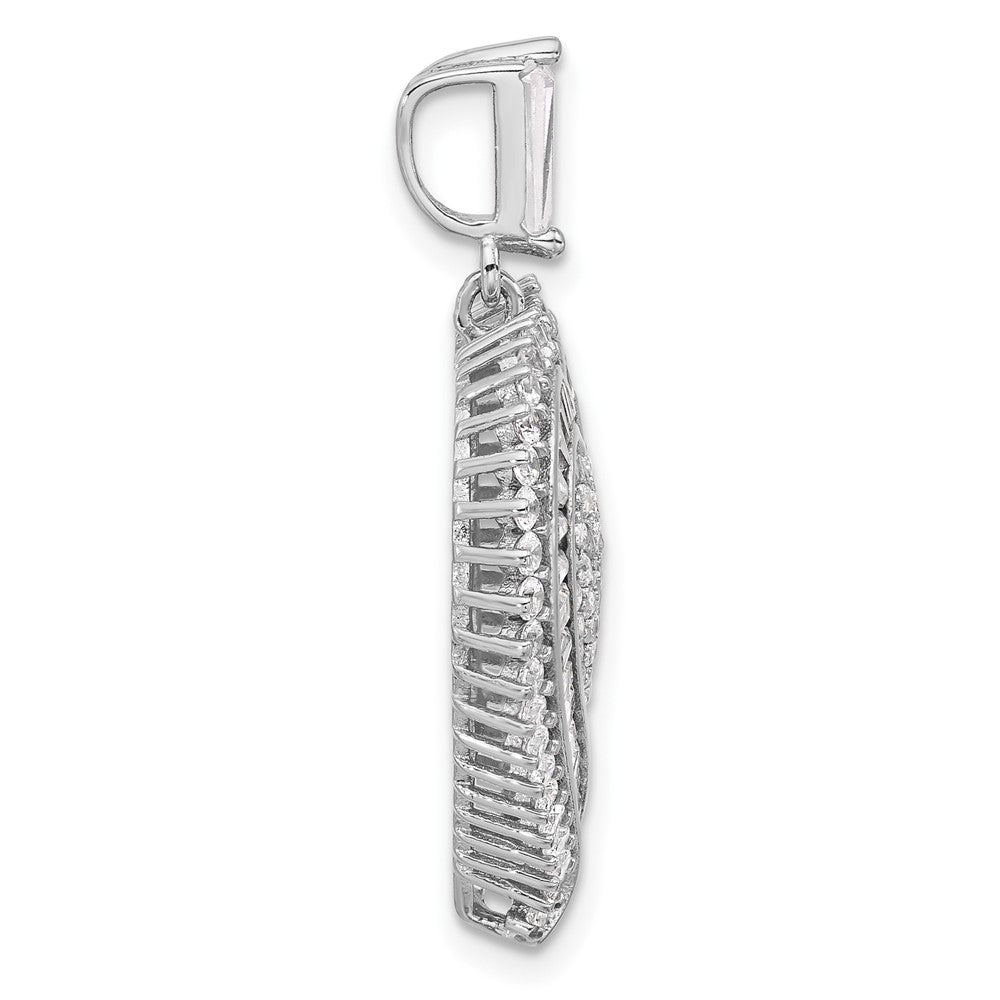 Sterling Silver Rhodium-plated CZ Heart Pendant - Product Photo