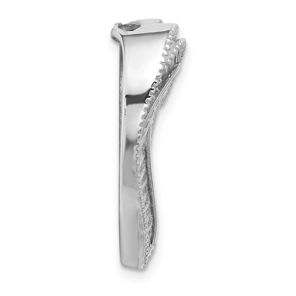 Sterling Silver Rhodium-plated CZ Heart Chain Slide Pendant - Product Photo