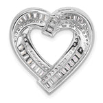 Sterling Silver Rhodium-plated CZ Heart Chain Slide Pendant - Product Photo