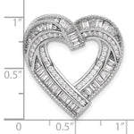Sterling Silver Rhodium-plated CZ Heart Chain Slide Pendant - Product Photo
