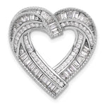 Sterling Silver Rhodium-plated CZ Heart Chain Slide Pendant - Product Photo