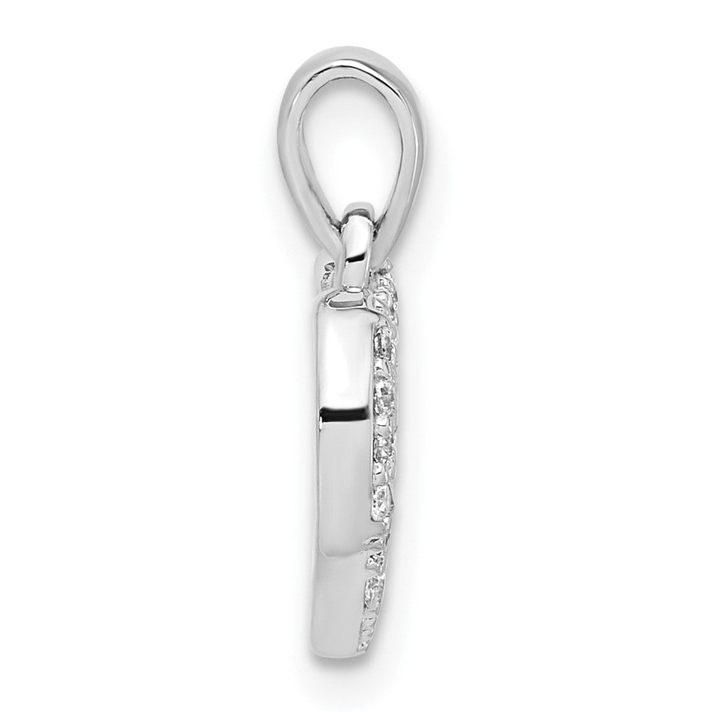 Sterling Silver Rhodium-plated Polished and CZ Pave Heart Pendant - Product Photo