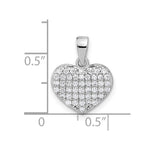Sterling Silver Rhodium-plated Polished and CZ Pave Heart Pendant - Product Photo