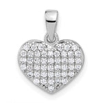 Sterling Silver Rhodium-plated Polished and CZ Pave Heart Pendant - Product Photo