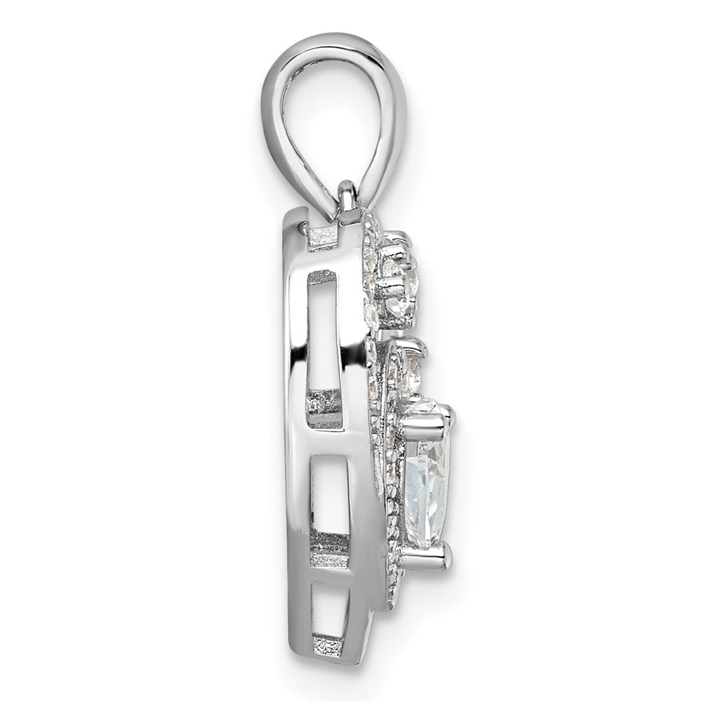 Sterling Silver Rhodium-plated CZ Heart Pendant - Product Photo