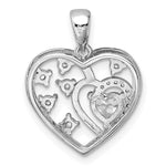 Sterling Silver Rhodium-plated CZ Heart Pendant - Product Photo