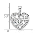 Sterling Silver Rhodium-plated CZ Heart Pendant - Product Photo