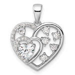 Sterling Silver Rhodium-plated CZ Heart Pendant - Product Photo
