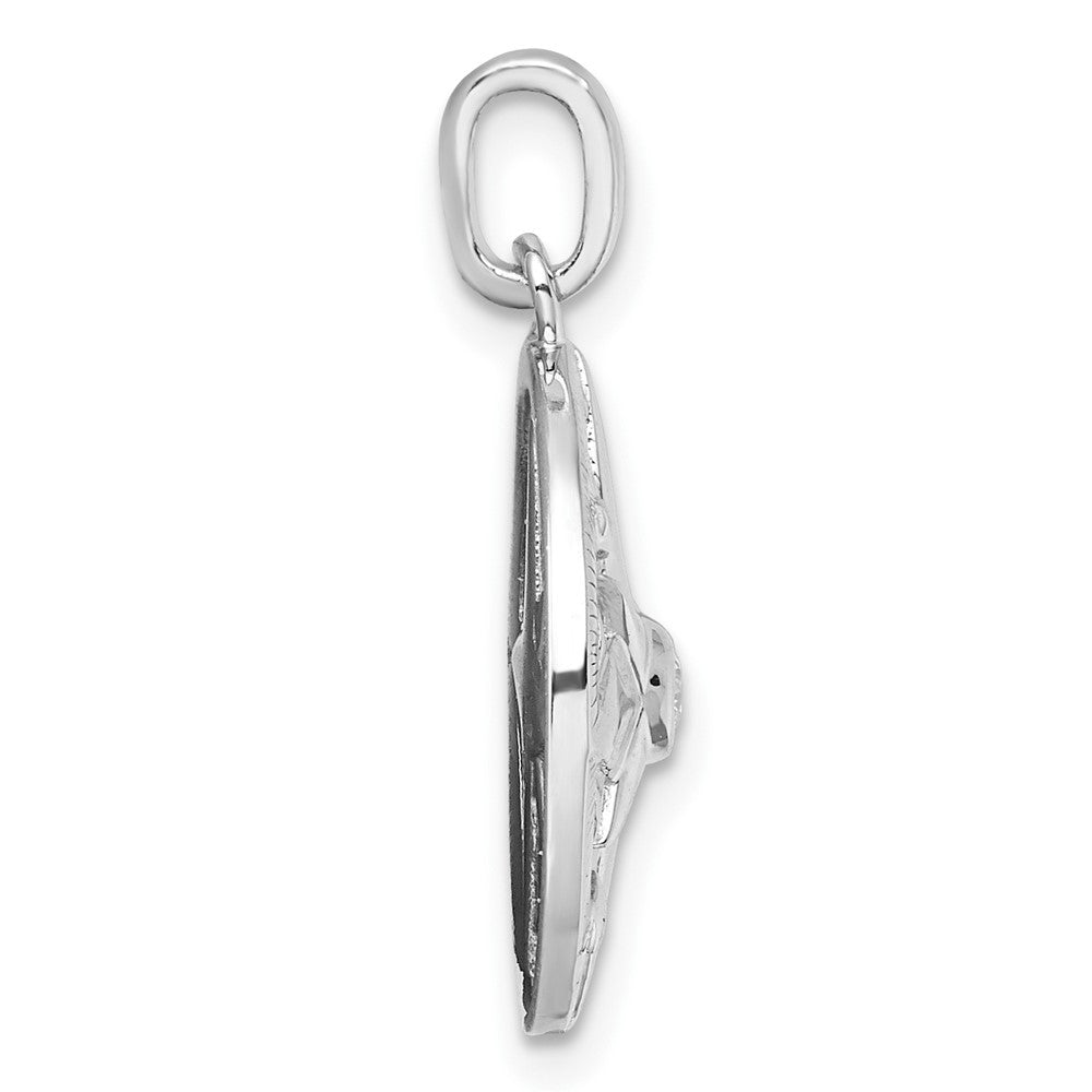 Sterling Silver Rhodium-plated CZ Compass Pendant - Product Photo