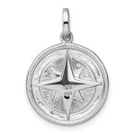 Sterling Silver Rhodium-plated CZ Compass Pendant - Product Photo